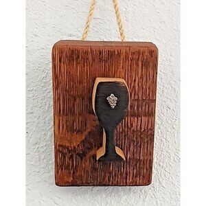 Sign Wine Barrel Tall Wine Glass Grape Cluster Charm Dark Wine Stave Toasted